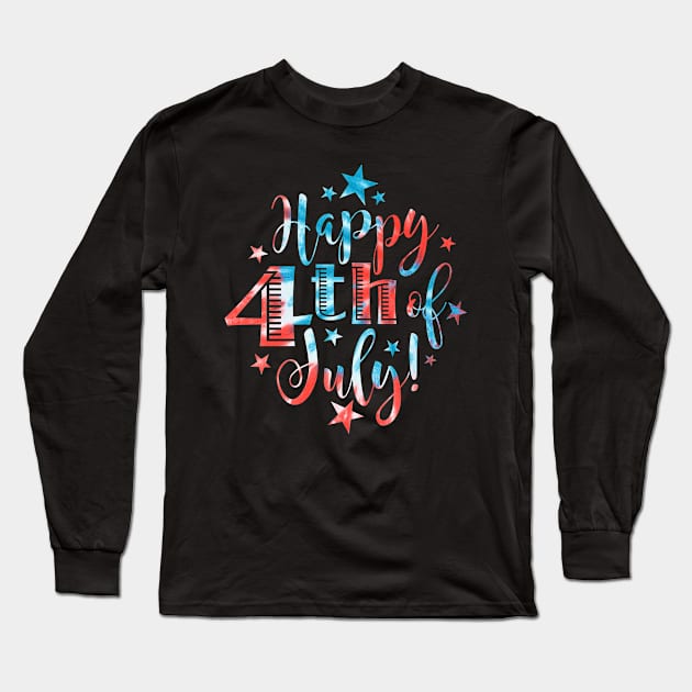 Tie dye America Happy 4th of July American Patriotic USA Long Sleeve T-Shirt by BramCrye